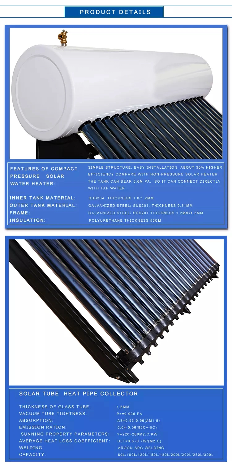 Integrated Pressurized Solar Water Heater Color Steel Water Tank